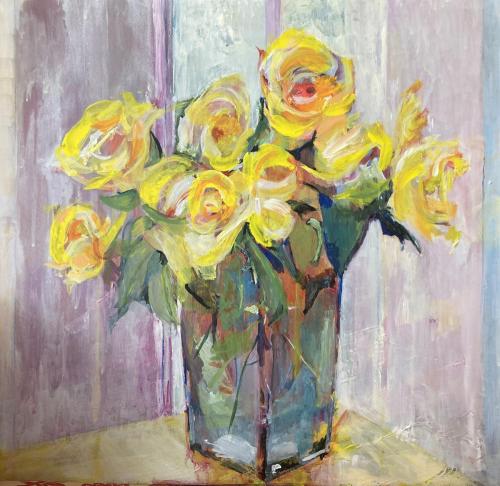 Yellow roses in winter